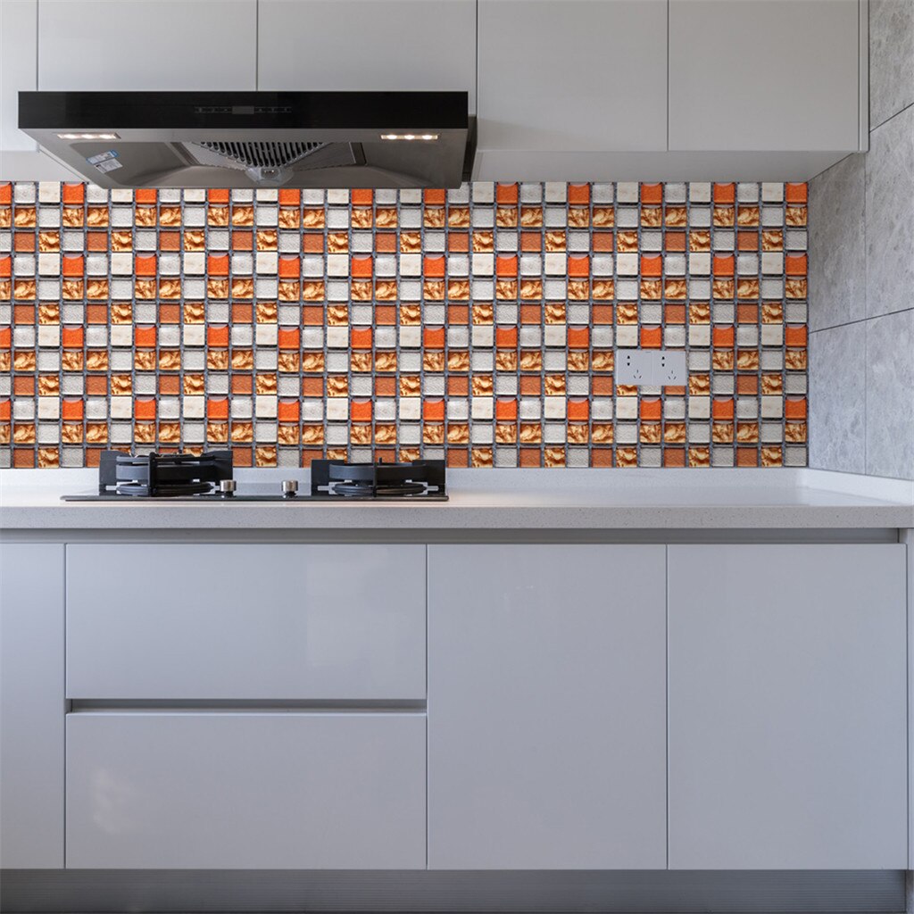 10 stk mosaikvæg fliser skræl og stick selvklæbende backsplash diy køkken badeværelse hjem væg klistermærke vinyl badeværelse 3d #w3