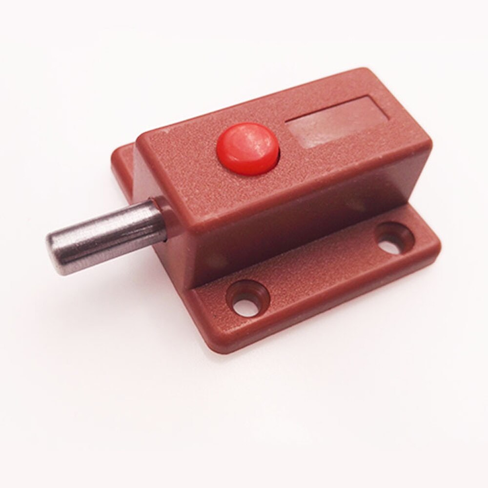 Plastic automatic button lock latch wall door cabinet door light and shade spring latch PP galvanized black and white brown