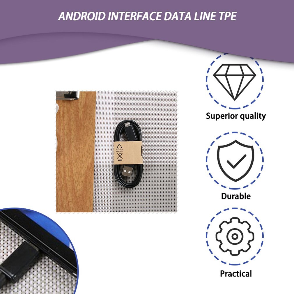 Suitable for Samsung S4 Universal Smartphone Fast Charge Micro USB2.0 Charging Cable V8 Data Cable For Android