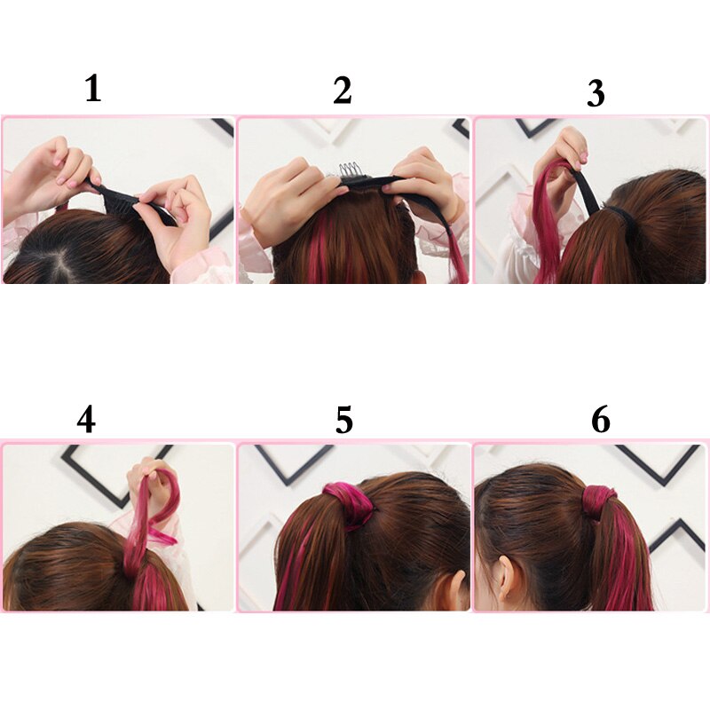 Jeedou Ponytails Wrap Around Ponytail Extension Wavy Synthetic Hair 45cm Balayage Ombre Color Messy Bohemian Style