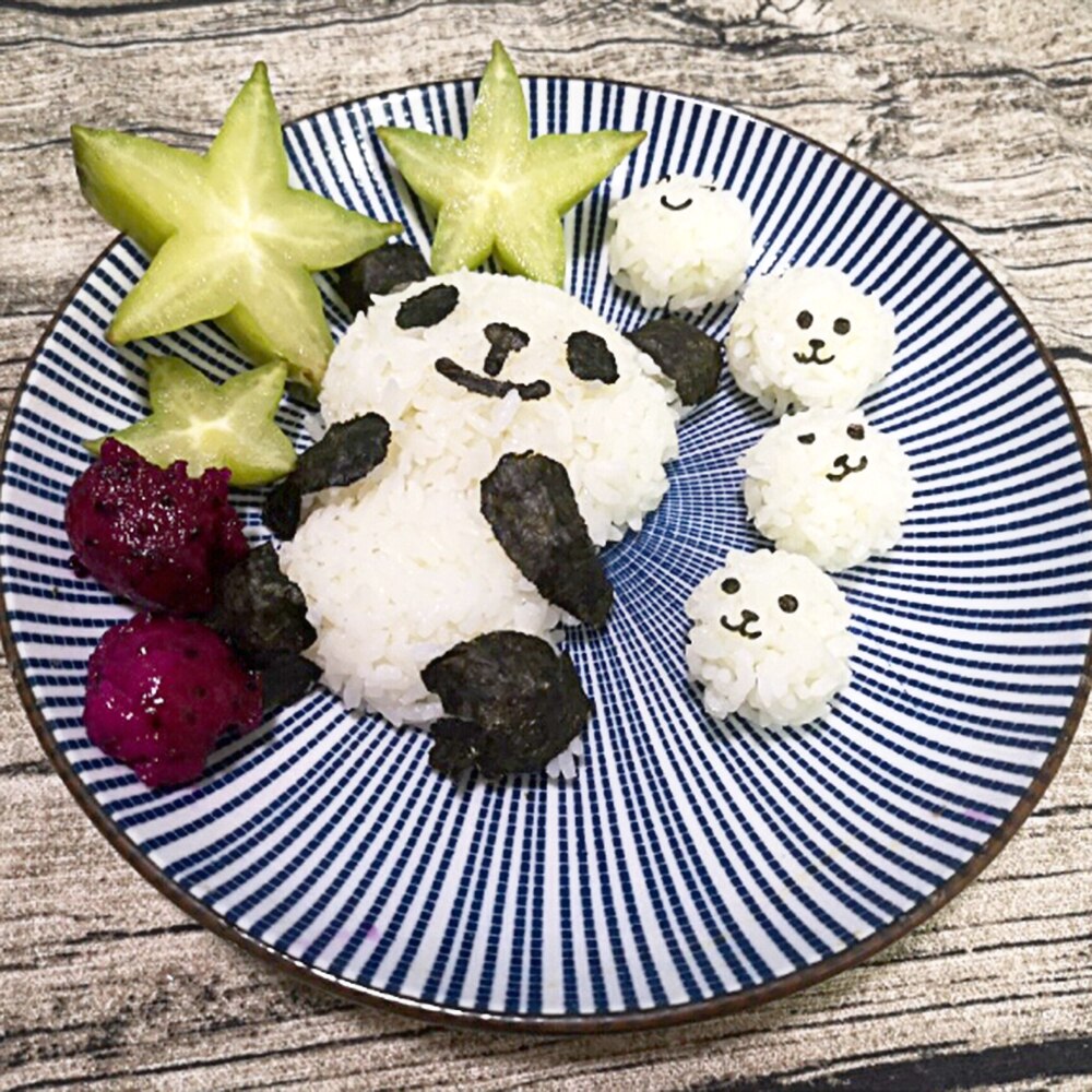 Niceyard 4 in 1 baby panda sushi form sandwich toast cutter form gør det selv panda onigiri rismaskine tørristet tang skæresæt