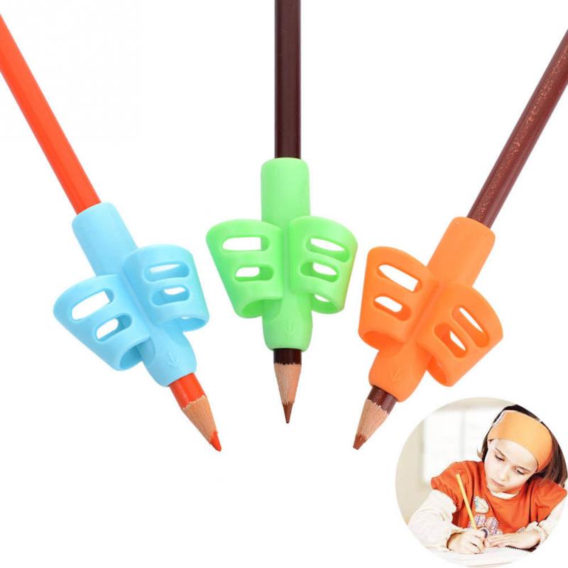 3Pcs/Set Children Kids Students Pencil Grip Holder Tools Silicone Two Finger Ergonomic Posture Correction Tools Writing Aid Grip