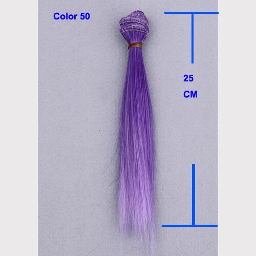 25 Cm Natural Color Heat Resistand High Temperature Doll Wigs Straight Thick Hair for 1/3 1/4 1/6 Bjd Fabric Art Doll Hair: Color 50