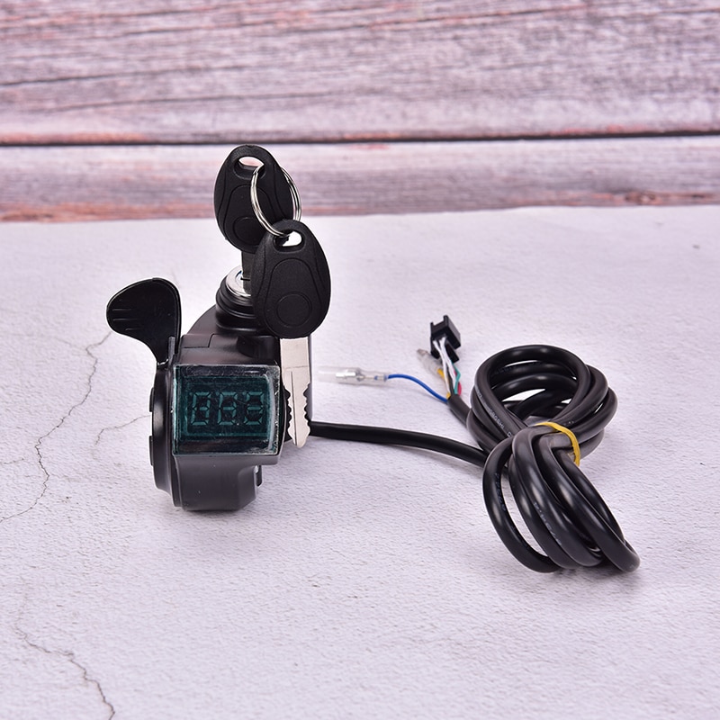 Electric Bike Half Wrist Throttle Grip Handle Indicator/Lock Key Knock Half Twist Throttle LED Display