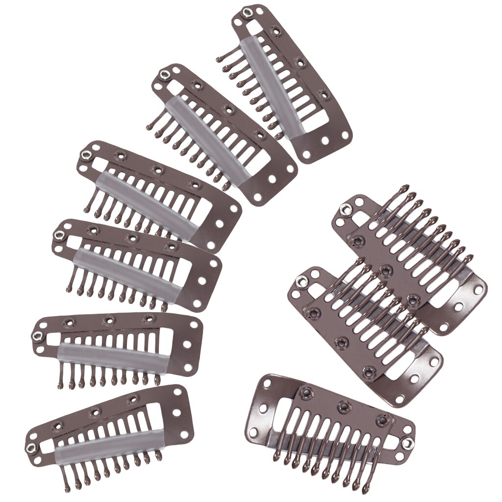 20pcs Wig Clips with Rubber for DIY Hair Extension Black 10-Teeth Snap Comb Wigs Clips Hair Care Styling Tools Accessories