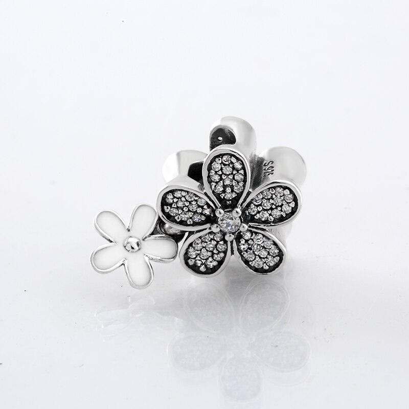 925 sterling sølv hvide emalje og cz blomsterperler passer til originale jiuhao charm armbånd smykker fremstilling