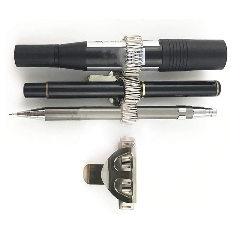 6 stk triple-hul penneholder med lommeclip pen clipboard holder pen klip organizer til bærbare hjemmekontor lomme