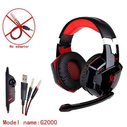 KOTION cada G2000 G9000 G4000 auriculares estéreo para gaming gran ordenador con micrófono LED luz Deep Bass gamer auriculares: G2000Hon