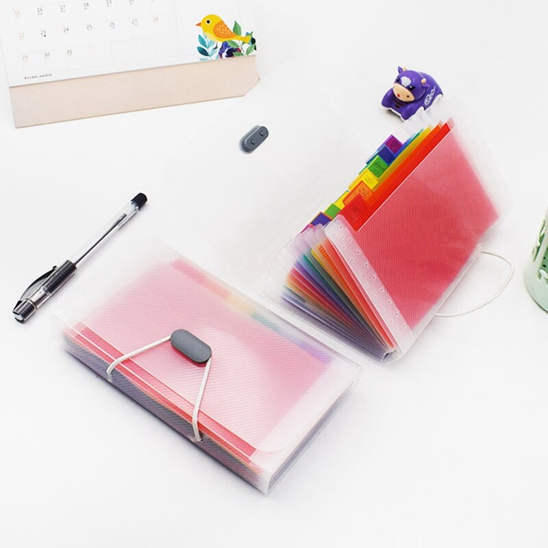 Carpeta de plástico portátil A6 con 13 bolsillos, organizador de oficina para documentos, estuche de almacenamiento para documentos