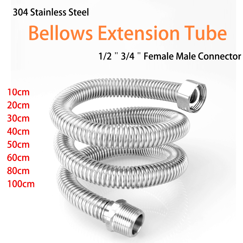 Doucheslang 10/20/30/40/50/60/80/100cm balgverlengbuis 1/2 " 3/4 " mannelijke/vrouwelijke connector 304 roestvrijstalen waterverwarmer