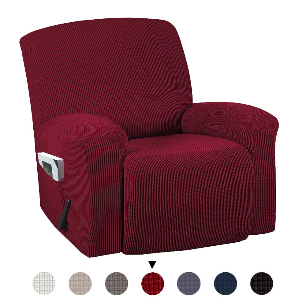 1- -delads stretch fåtölj slitstarka mjuka högstretch jacquard soffa möbelöverdrag form passform stretch snygg fåtölj: Vinröd