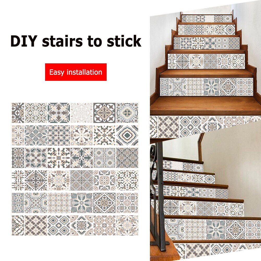 6pcs 3D Self Adhesive Wall Stairway Stickers PVC Mothproof Removable DIY Ceramic Tile Stairs Moistureproof Decor Stickers