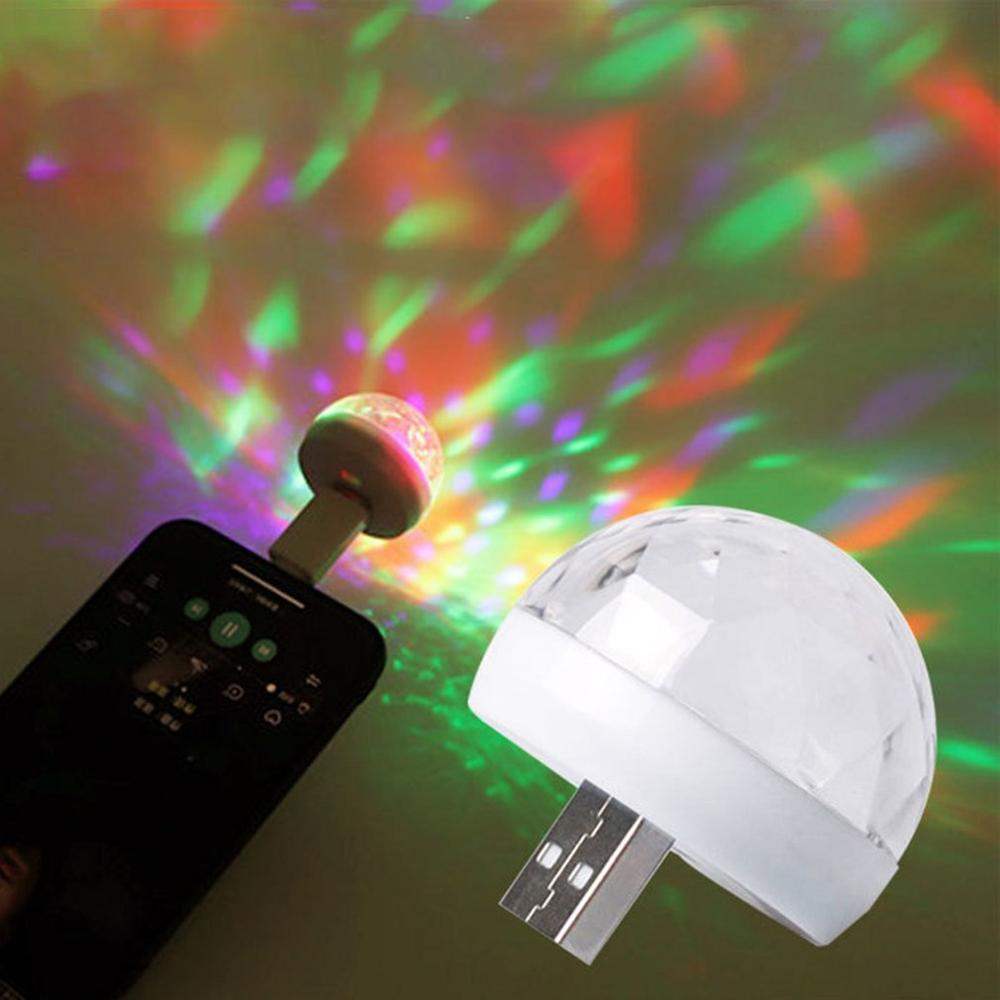 Bil led auto lampa usb ambient light dj rgb mini färgglad musik ljudljus usb-c gränssnitt apple interface party karaoke