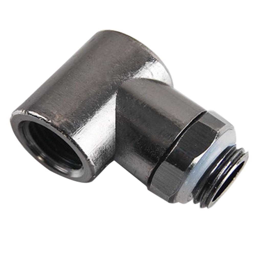 G1/4-90-L Rotary Joint Fitting 90 Degree Rotating Elbow Black Nickel Plated Surface Anti-Oxidation for Water Cooling Tubes