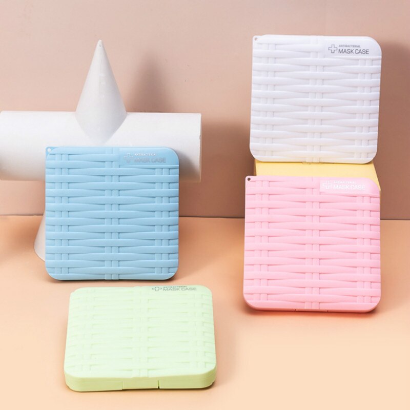 Kleurrijke pp-doos voor het opbergen van maskers, bewaar maskers, doos in rotanvorm, draagbare maskers, studentenmaskeropslag, stofdichte maskerorganizer