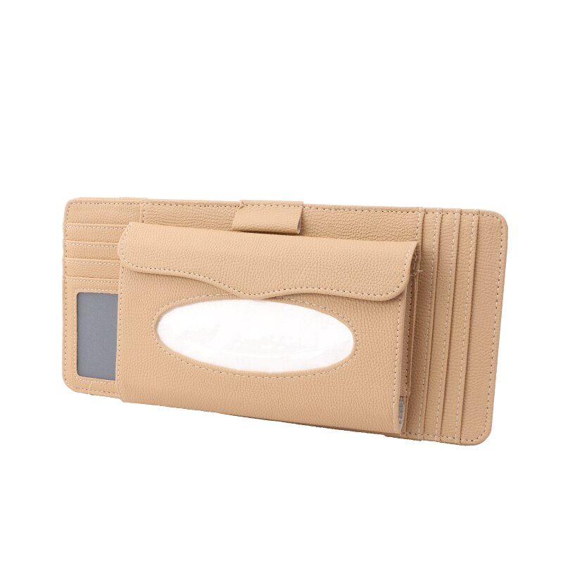 Linkstyle Auto Zonneklep Organizer, Leren Zonnebrilhouder, Multifunctioneel Opbergzakje voor Brillen Pennen Rekeningen Rijbewijs