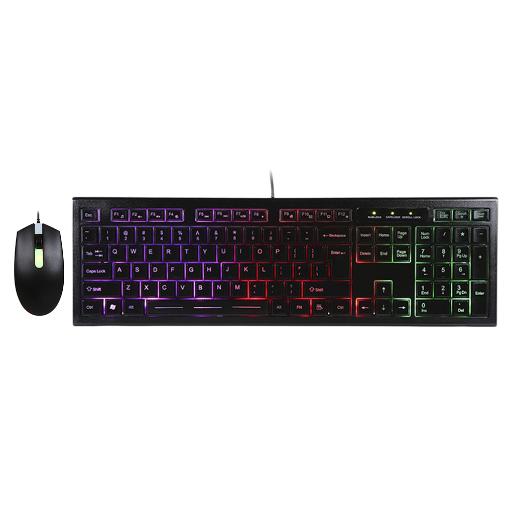 Rainbow Home Keyboard And Mouse Set LED Multi-Colored Backlight Keyboard