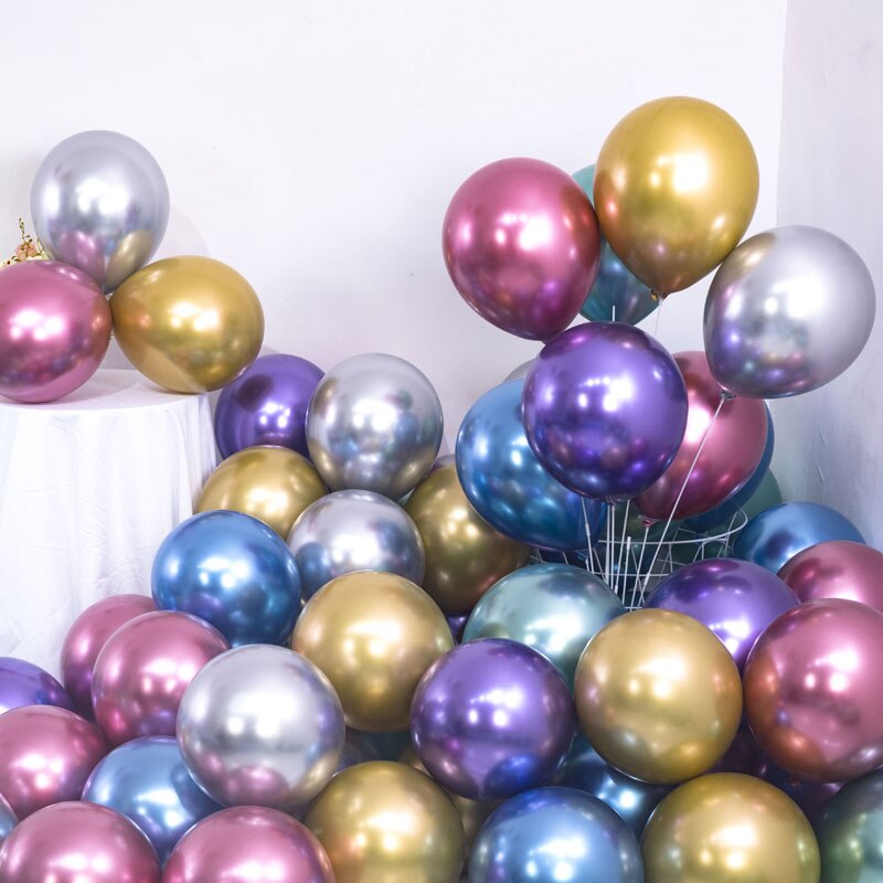 50 stuks metalen ballonnen van 10/12 inch, glimmende metalen latex ballonnen voor verjaardagsfeestjes en bruiloftsfeestjes
