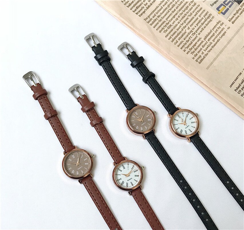 Retro Relojes de mujer Vintage cualidades pequeñas señoras relojes de pulsera de cuero Vintage reloj de de reloj femenino
