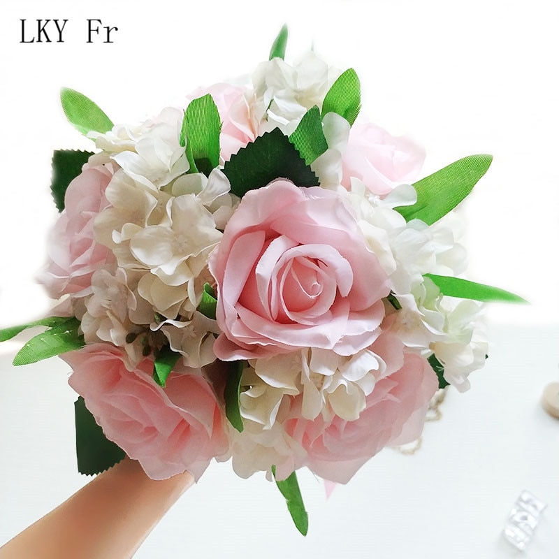 Lky fr bryllupsbukett silke roser brudebukett kunstige blomster bryllupsbuketter til brudepike dekor bryllup tilbehør