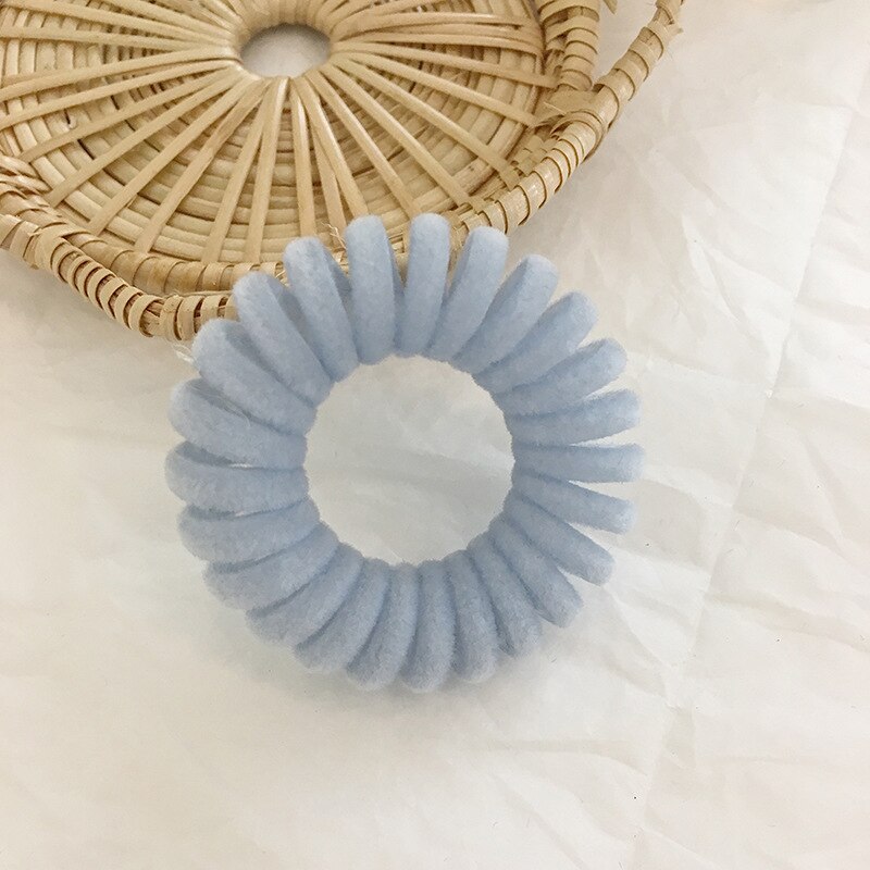 Hohe Elastizität Telefon Spule Haarbänder Frauen Spirale Haar Krawatten Mädchen Haar Ringe Seil Einfarbig Haar Zubehör Gum Scrunchy: Himmel Blau