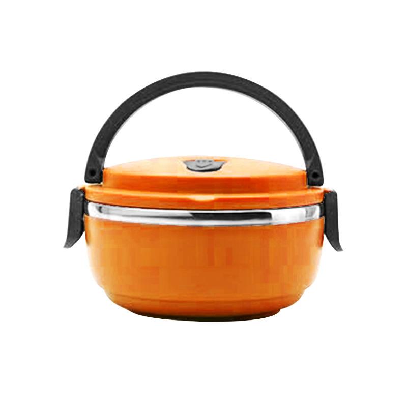 Stainless Steel Lunch Box Outdoor Thermos Vacuum Insulated Food Flask Box Portable Student Food Container 15*8.5cm: Orange