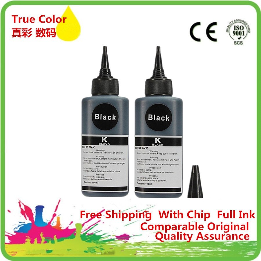 Black Universal Dye Ink Compatible For-CANON For-Epson For All Inkjet Printer Bulk Ink: 2BK