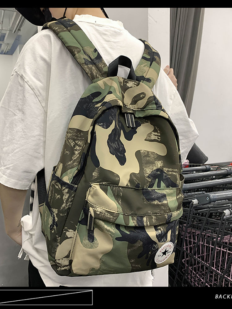 Camouflage Nylon Rugzak Voor Vrouwen 2022 Mode Grote Capaciteit Studenten Vrouwen Backbags Leisure Ademend Vierkante Zakken: green