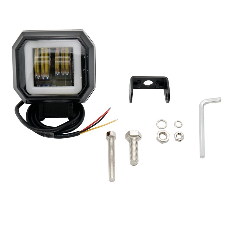 Biqing 2 STKS U7 Motorfiets LED Spot Lights Met Kleurrijke Angel Eyes, Universele 12 V 24 V Motorfiets Koplamp Waterdichte Front Motor Extra Lichten Mistlamp Met AAN/ON/OFF Schakelaar 22mm