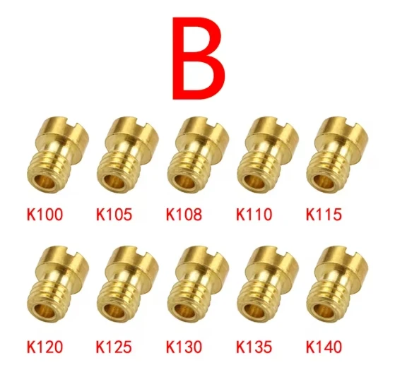 Motorfiets Carburateur Nozzle Hoofd Jet en Slow/Pilot Jet Set Vervanging 10/20 PCS Voor NSR KSR PE PWK PWM Keihin OKO KOSO CVK: MULTI