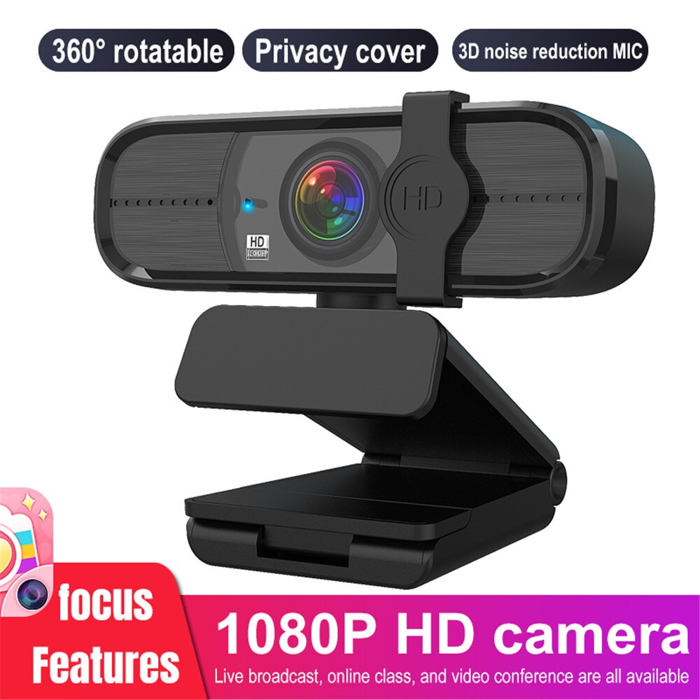 AutoFocus Webcam Full HD 1080P PC WebCamera with Microphone Rotatable Cameras for Live Broadcast Video Calling Conference Work