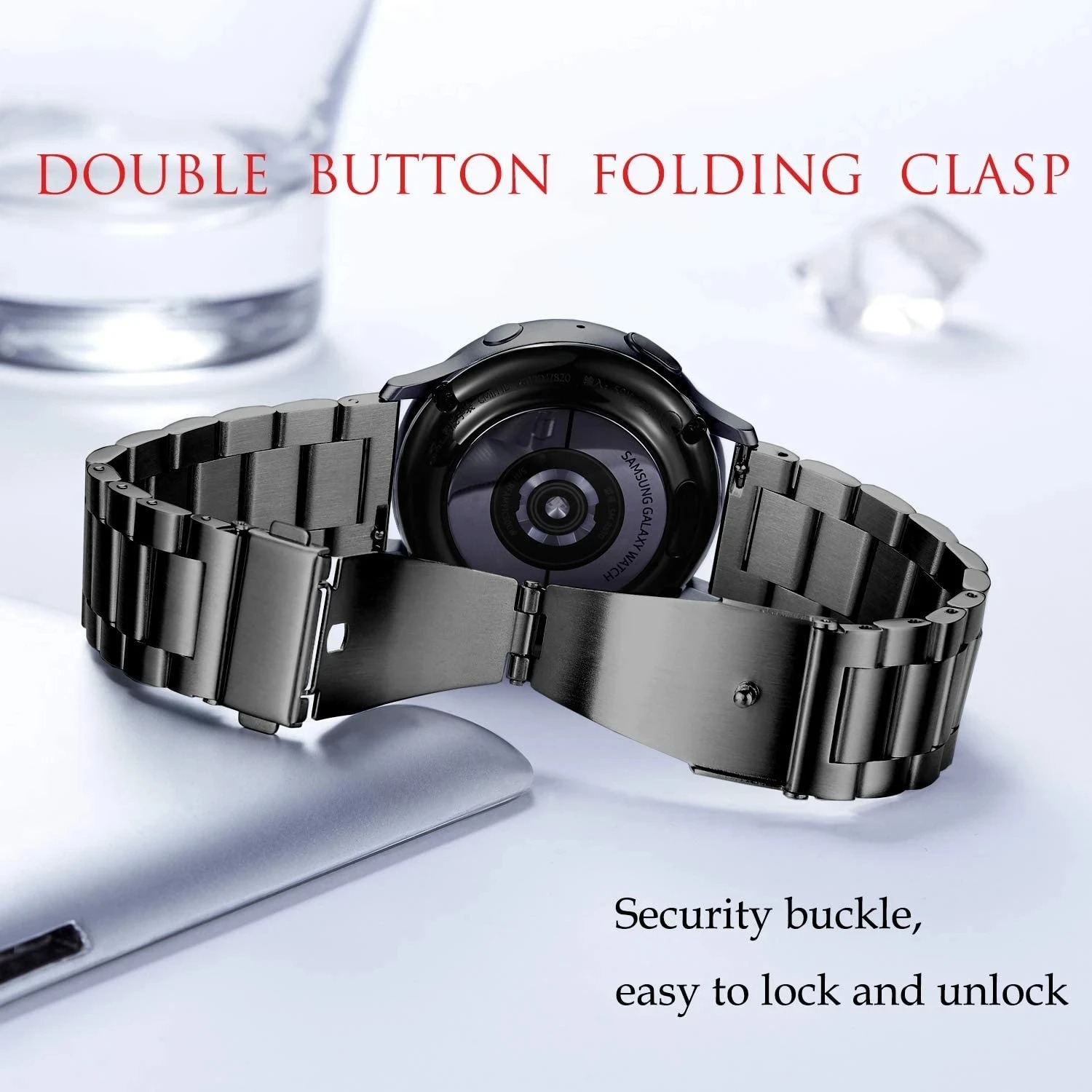 18mm 20mm 22mm urrem i rustfrit stål, hurtigudløser, kompatibel med smartwatch og traditionelt ur.