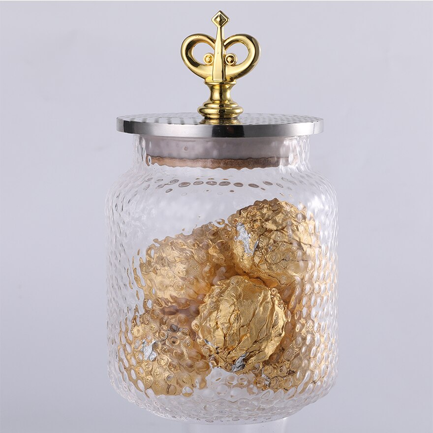 Tarros de vidrio a prueba de polvo lata de almacenamiento transparente con cubierta de vidrio de caramelo contenedores de botellas sellado tanque de almacenamiento de té y café: B--Medium