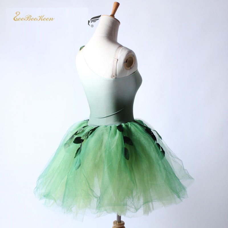 Piger klassisk ballerina lang tutu grønne blade balletdans kjole stor ballet show dans kostume voksen balletdans tøj
