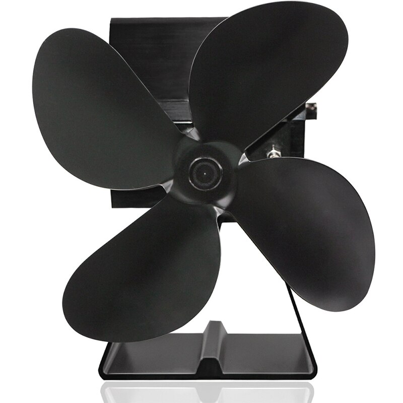 Zwarte open haard 4 bladen warmte aangedreven kachel ventilator houtkachel milieuvriendelijke stille ventilator thuis efficiënte warmteverdeling