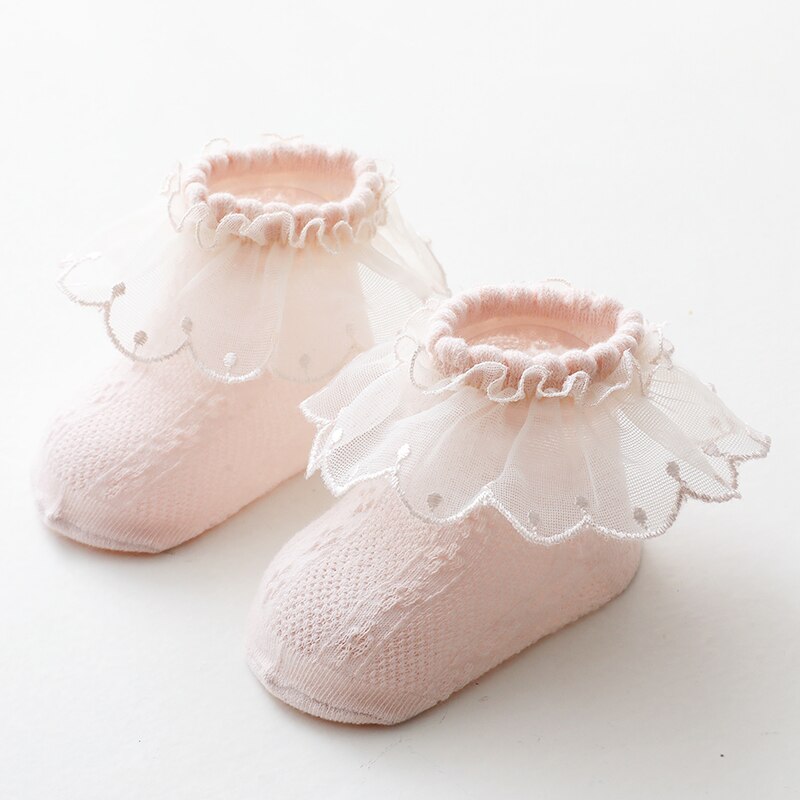 bebé niña Calcetines Niño niña otoño medias con volantes lindo calcetines de encaje para niños invierno Bebé bebé calcetines para niños: Pink / S(0-1T)