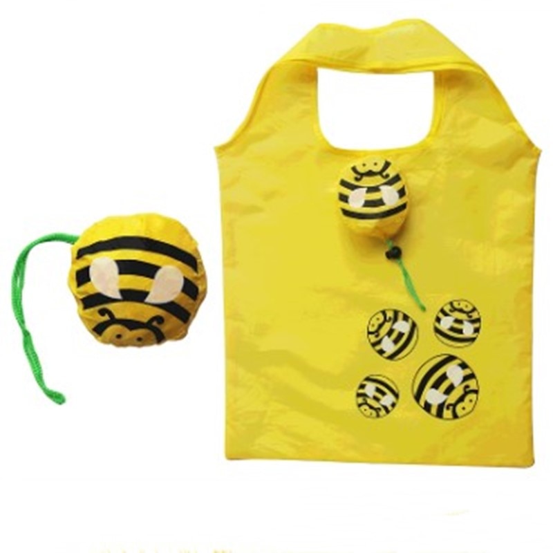 Ape Shopping Bag Yellew Carino Ambiente Eco-Friendly Pieghevole Riutilizzabile Sacchetto della Maniglia di Spalla Portatile Da Viaggio In Poliestere di Generi Alimentari