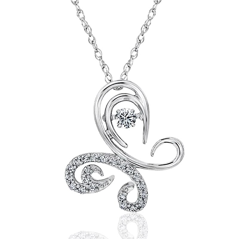 Huitan Esthetische Vlinder Ketting Met Shiny Crystal Cz Stone Dance Party Fancy Vrouwen Accessoires Zilver Kleur Mode-sieraden