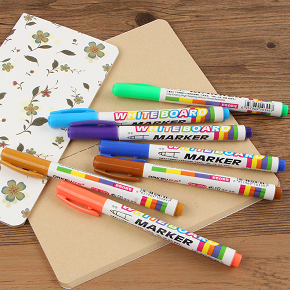 12 Kleuren White Board Maker Pen White Board Whiteboard Marker Vloeibare Krijt Uitwisbare Glas Keramiek Maker Pen Wissen