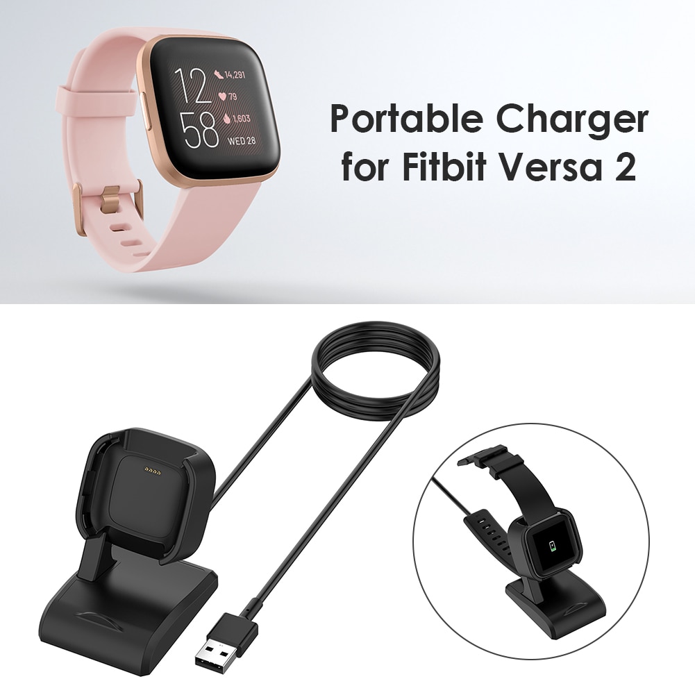 USB Fast Charger Dock Stand Cable Charging Cradle Watch Comfortable Element for Fitbit Versa 2 Smart Watch