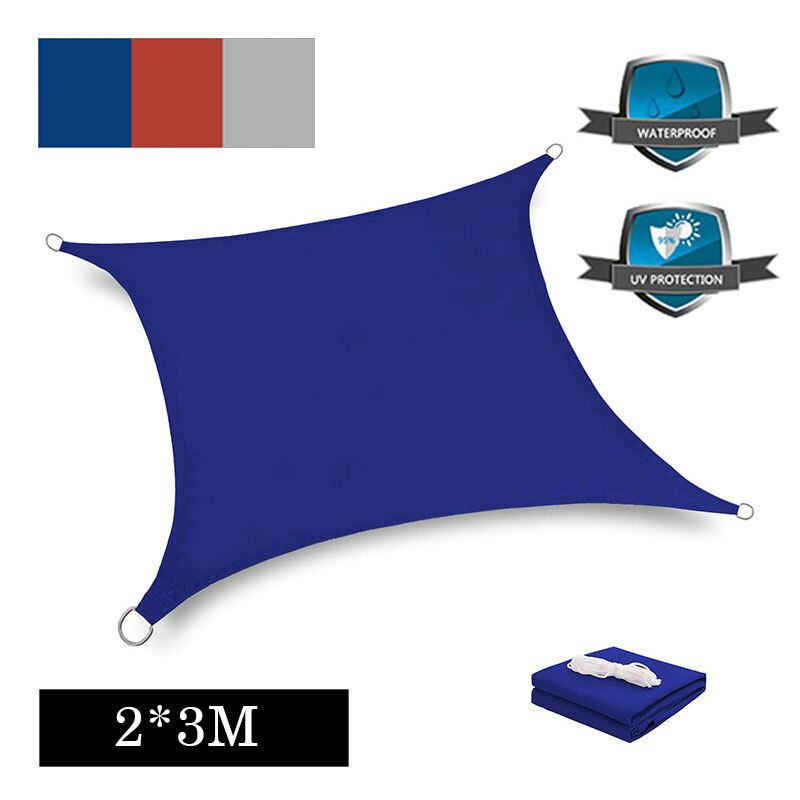 Waterproof Sun Shelter Rectangle Square Shade Sail Garden Terrace Canopy Pool Yard Car Plant Sail Awnings Sunshade Outdoor Camp: 2x3 Blue