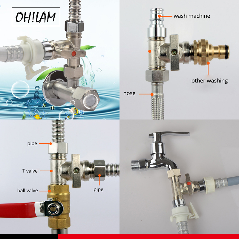 1/2 &quot;2 sposób zawór kątowy rozdzielacz mosiądz wąż wody z kranu szybkie piłka złącze zaworu kran na zewnątrz system nawadniania kropelkowego zraszacz