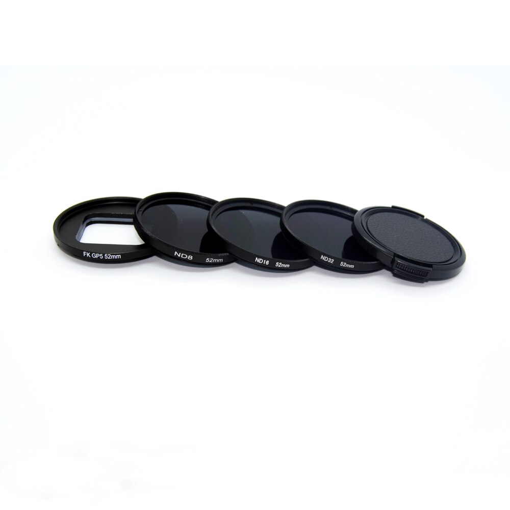 5in1 1 set Camera ND Filter ND8 ND16 ND32 + 52mm Lens Adapter Ring + Lensdop voor Gopro hero 6 5 Zwart sport action Camera gopro