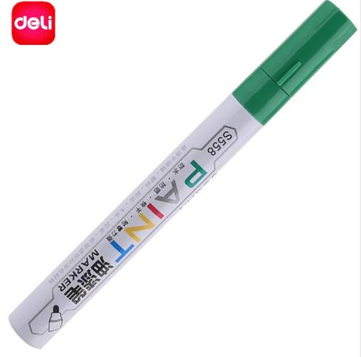 Deli 1 PCS Permanent Marker White Paint Marker Pens Assorted Colors Markers Stationery school & office Supplies Mark pen 8 color: Green S558-3