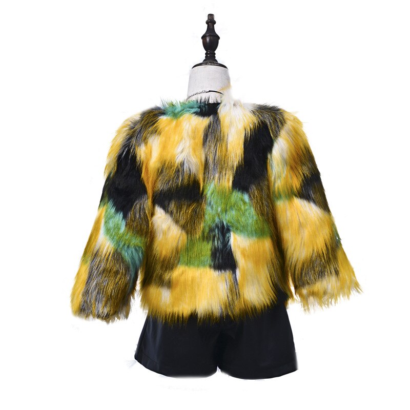 Colorful kids coat baby girl coat / Faux fur coat baby girl coat