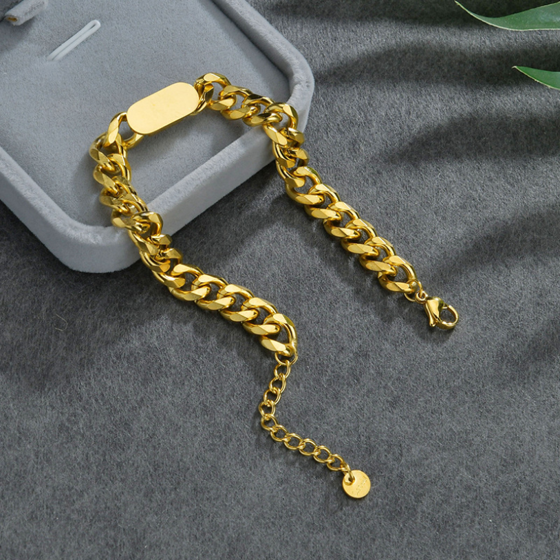 316L Roestvrij Staal Mode Upscale Sieraden Hip-Hop Punk Minimalisme Charm Dikke Ketting Armbanden Voor Vrouwen