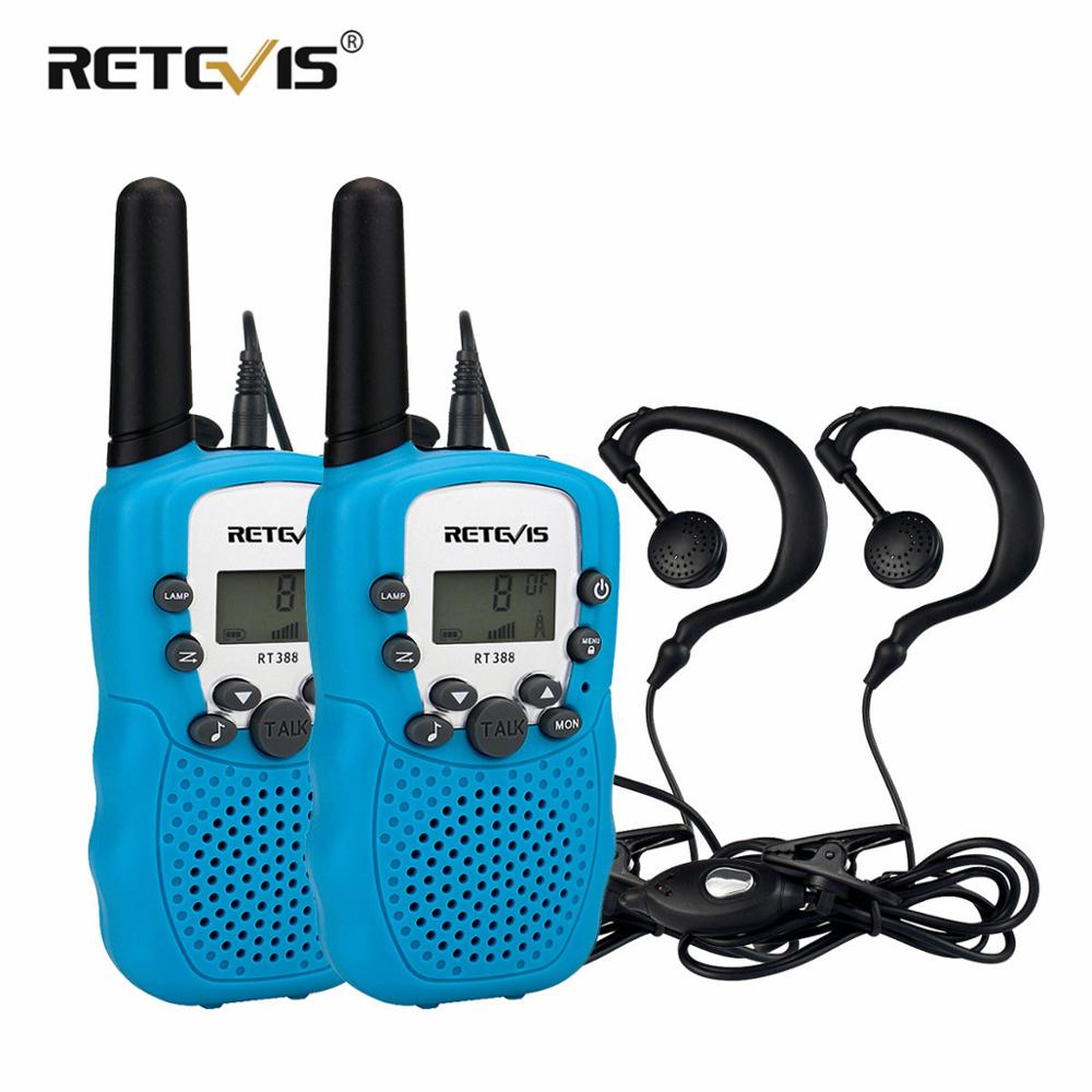 Mini rádio de duas vias para crianças, rádio duas peças de walkie talkie retevis rt388 pmr446 pmr frs/gmrs, transmissor prático para crianças headset woki toki + 2 peças