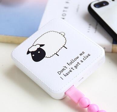 Mini Power Bank 10000Mah External Battery Portable Charger Charging Fast Cute Powerbank Trust Bank Phone Battery: 10000mah White Sheep