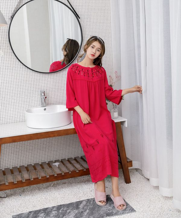 Dames Nachthemd Katoen – Korte Mouwen, A-lijn – Zachte Nachtkleding Voor Zomer – Met Borstzakje – S-3XL