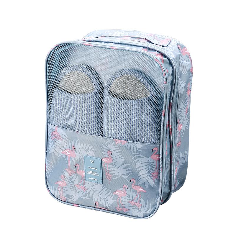 Travel accessories Double Layer Shoes Bags packing cubes Suitcase travel bag organizer Portable Storage duffle bag sac de voyage: Blue Flamingo